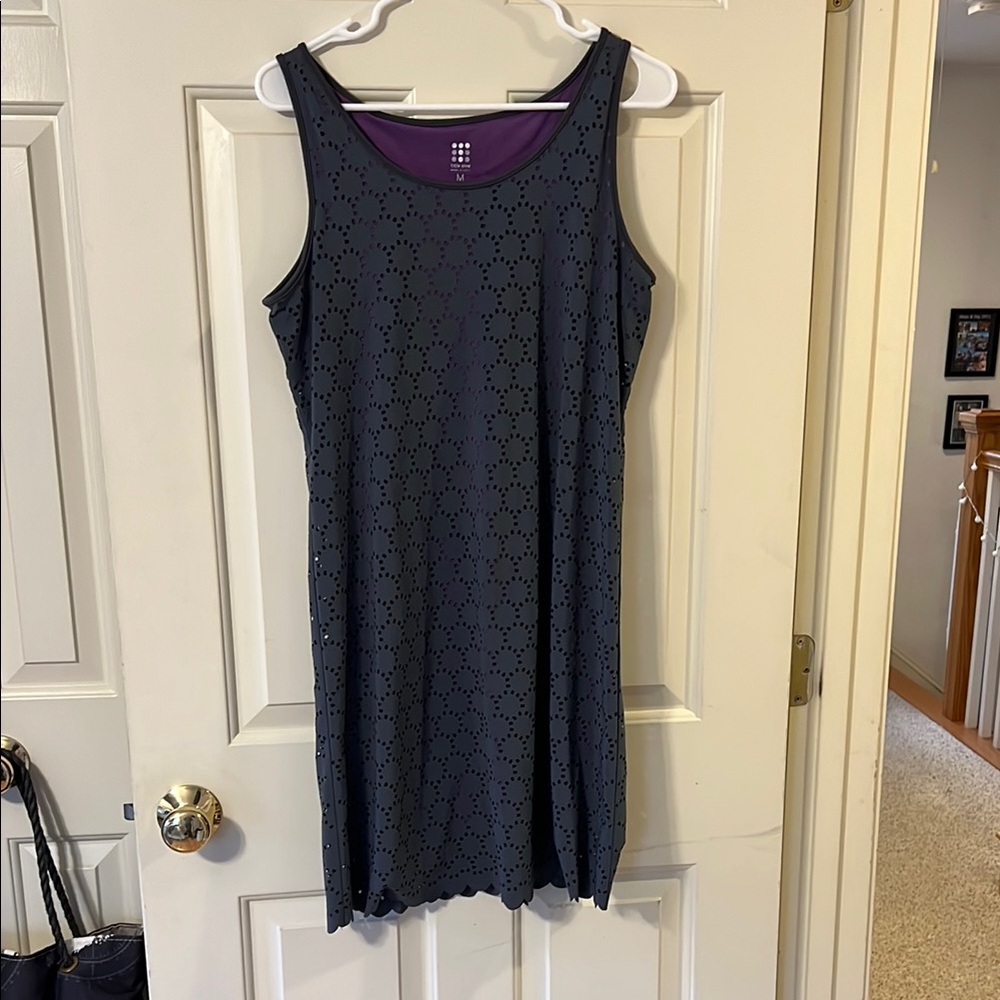 Title Nine Gray/Purple Sleeveless Eyelet Dress